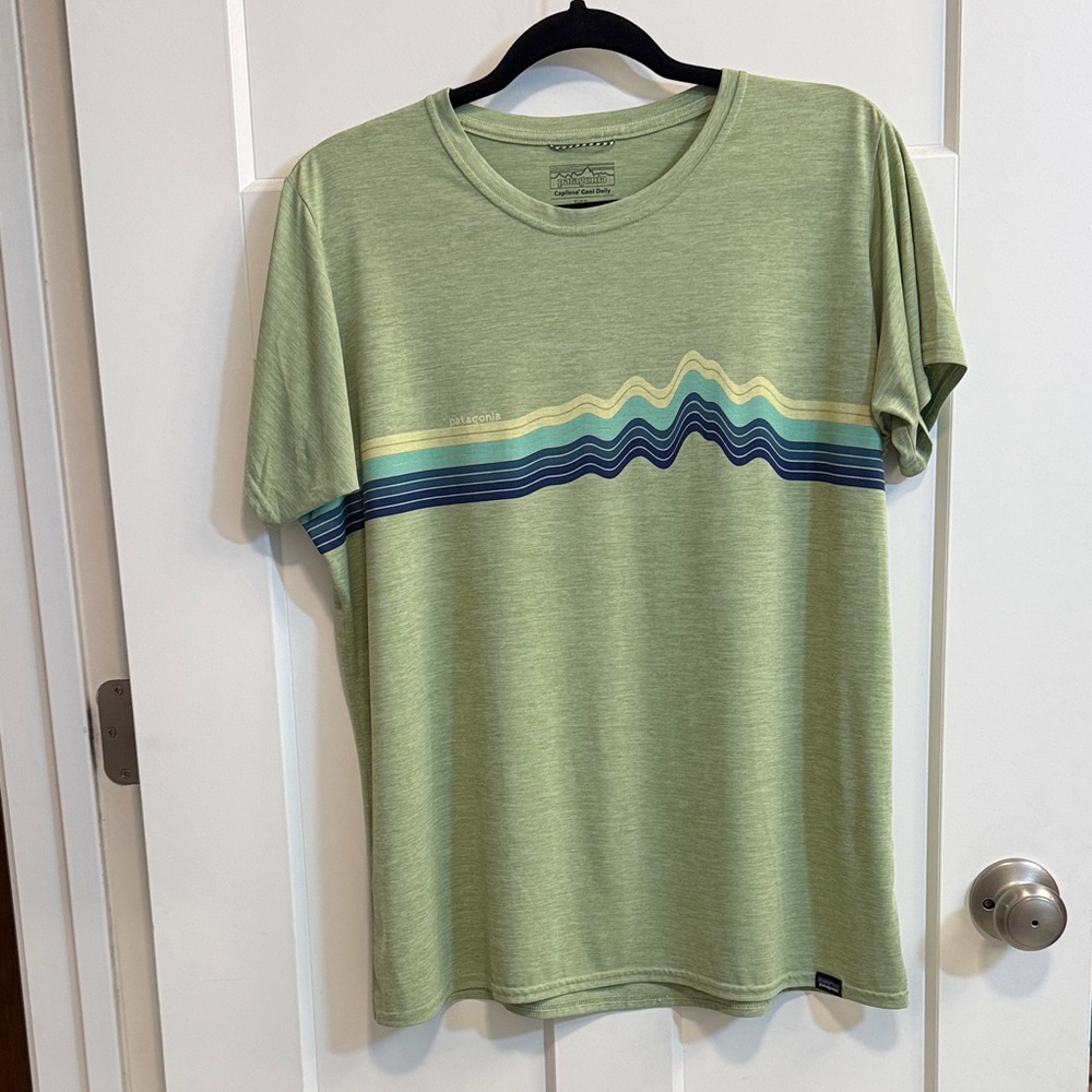 Patagonia Capeline Cool Daily Olive Wave Graphic Tee